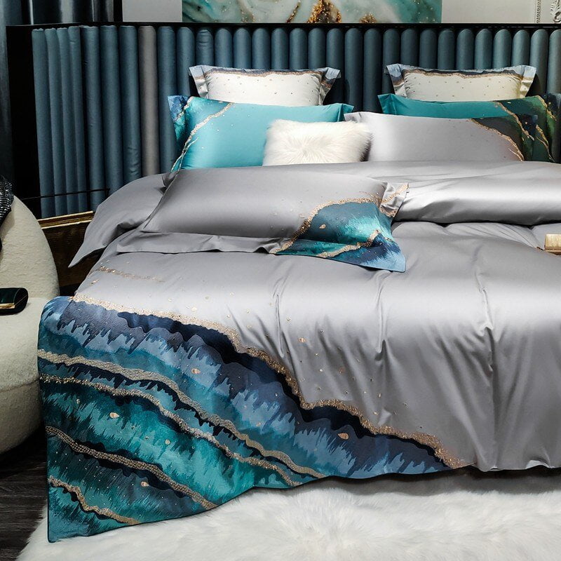 Whimsical Waters – Parure de Housse de Couette de Luxe en Coton Égyptien