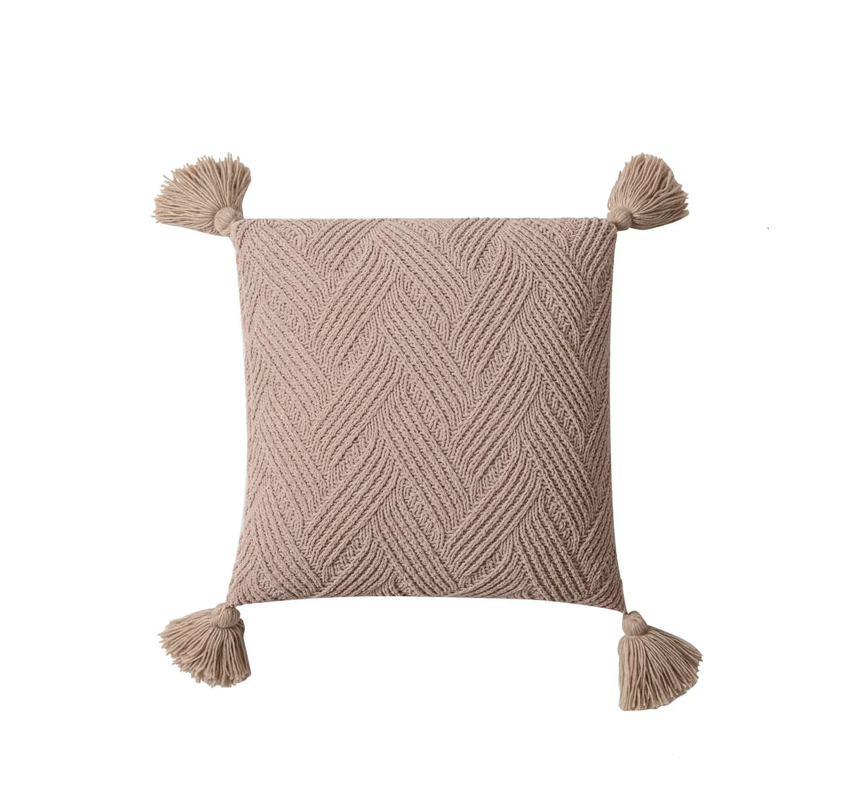 NordicTassel Cushion Cover - Chic Chenille with Nordic Tassels