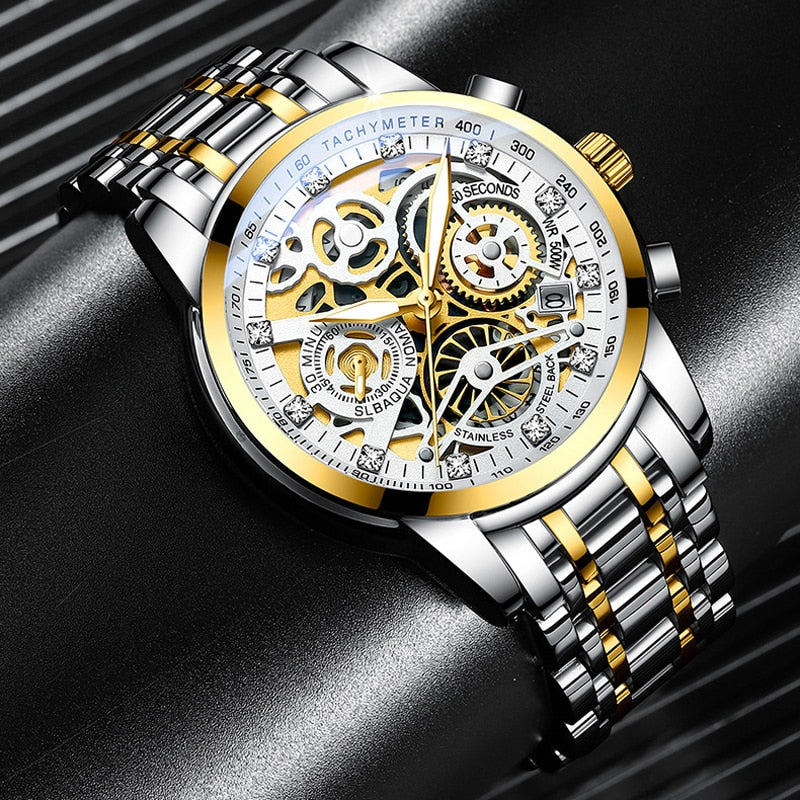 SkeletonWatch - Montre squelette noire pour homme
