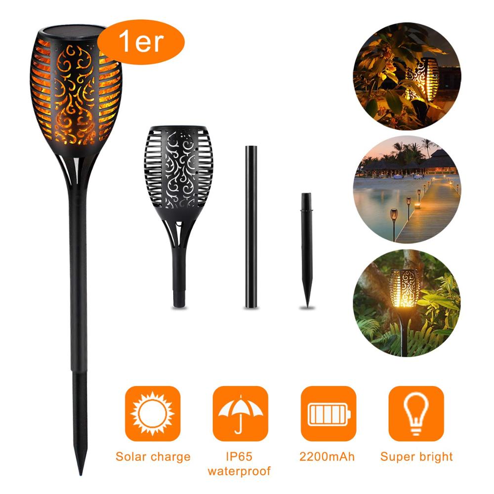 Deluxe Solar Garden Torches - 96 LED Realistic Flame Effect (Set of 4)