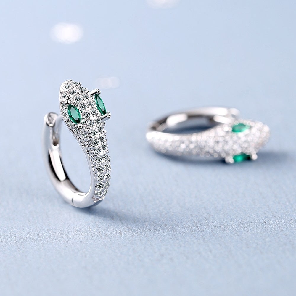 Leila - Boucles d'oreilles serpent en argent 925 élégantes