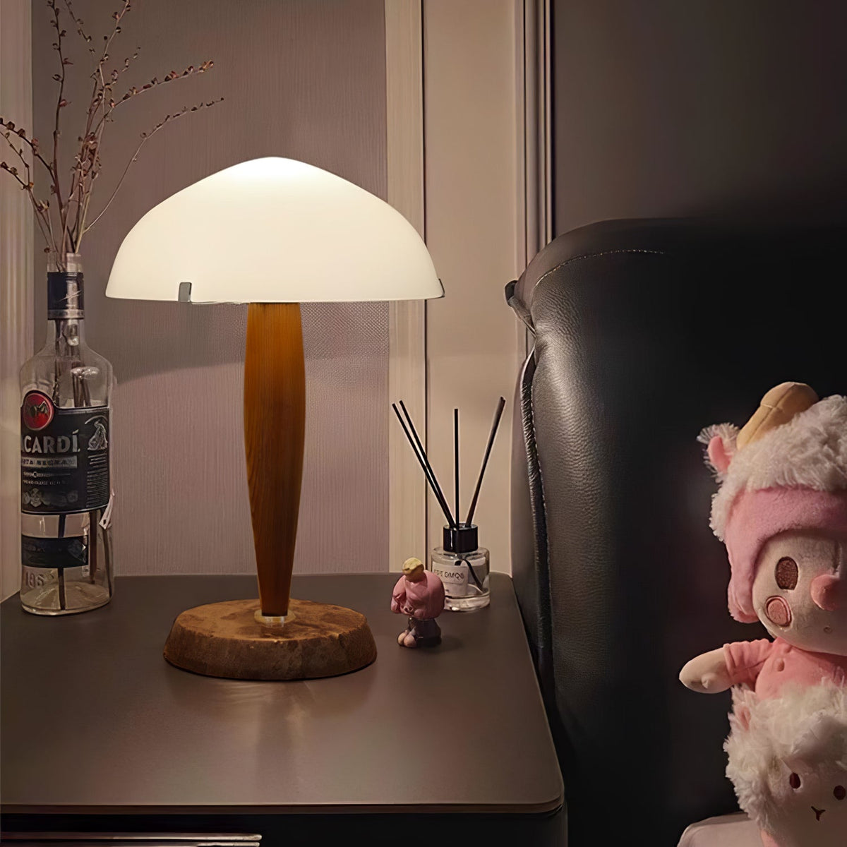 HeritageGlow Table Lamp - Timeless Glass, Walnut & Marble