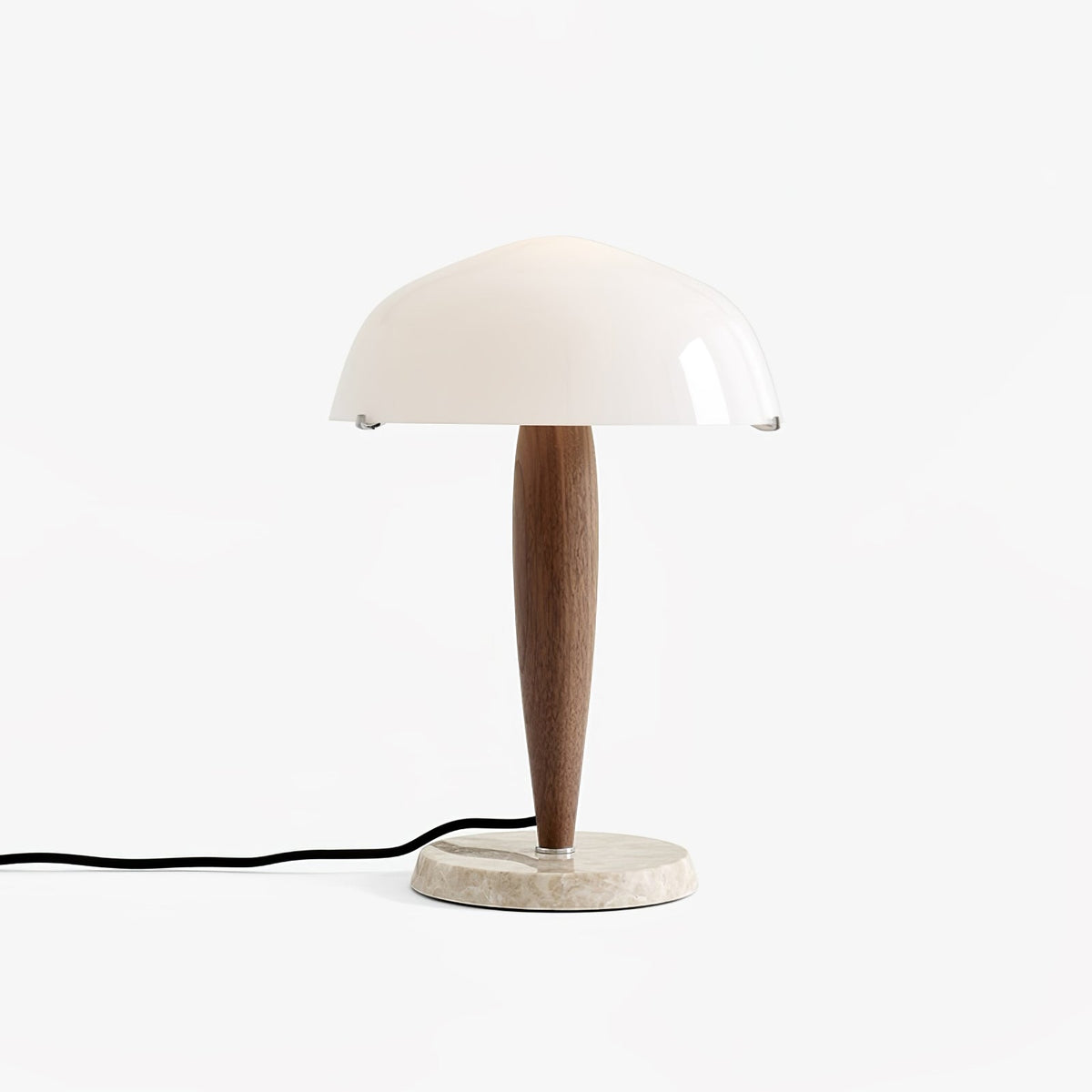 HeritageGlow Table Lamp - Timeless Glass, Walnut & Marble
