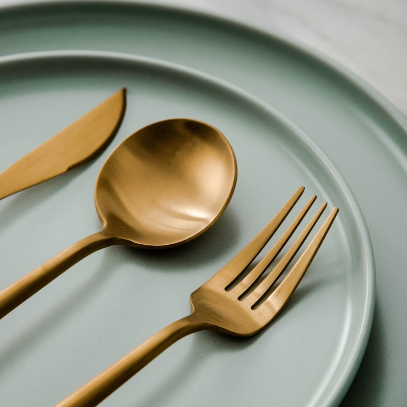 CarvonSteel - Minimalist Flatware Set in Stainless Steel with Titanium Finish