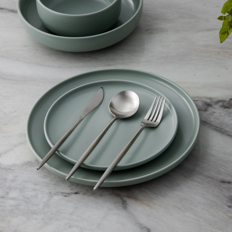 CarvonSteel - Minimalist Flatware Set in Stainless Steel with Titanium Finish