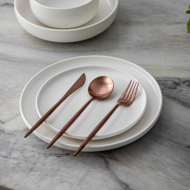 CarvonSteel - Minimalist Flatware Set in Stainless Steel with Titanium Finish