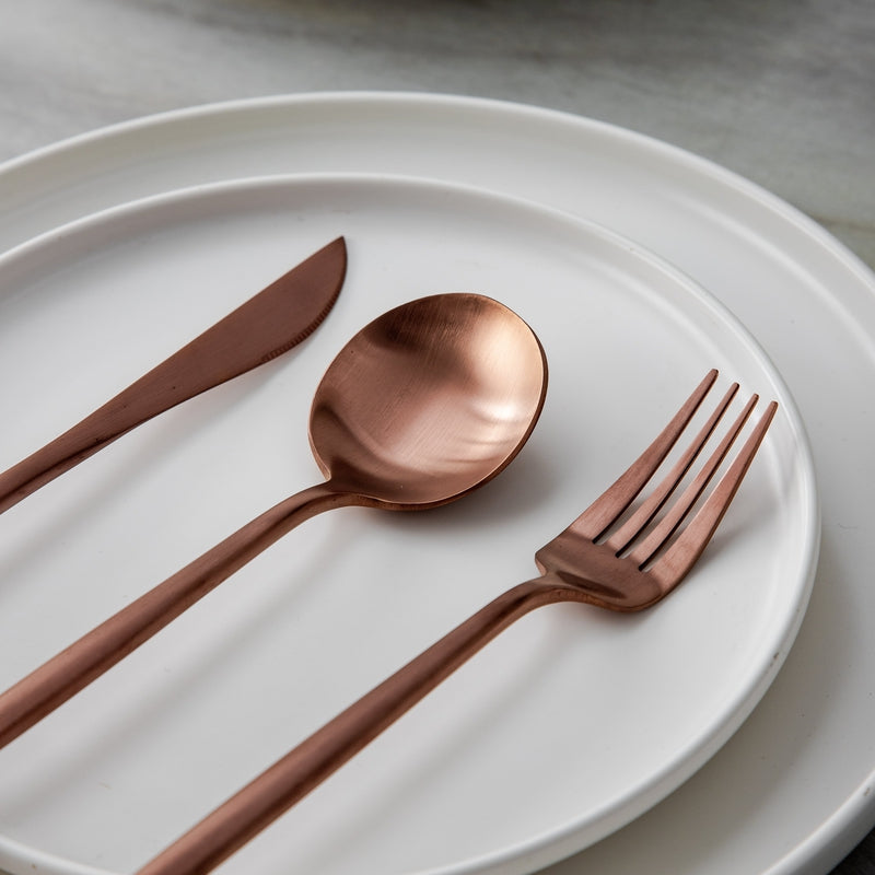 CarvonSteel - Minimalist Flatware Set in Stainless Steel with Titanium Finish