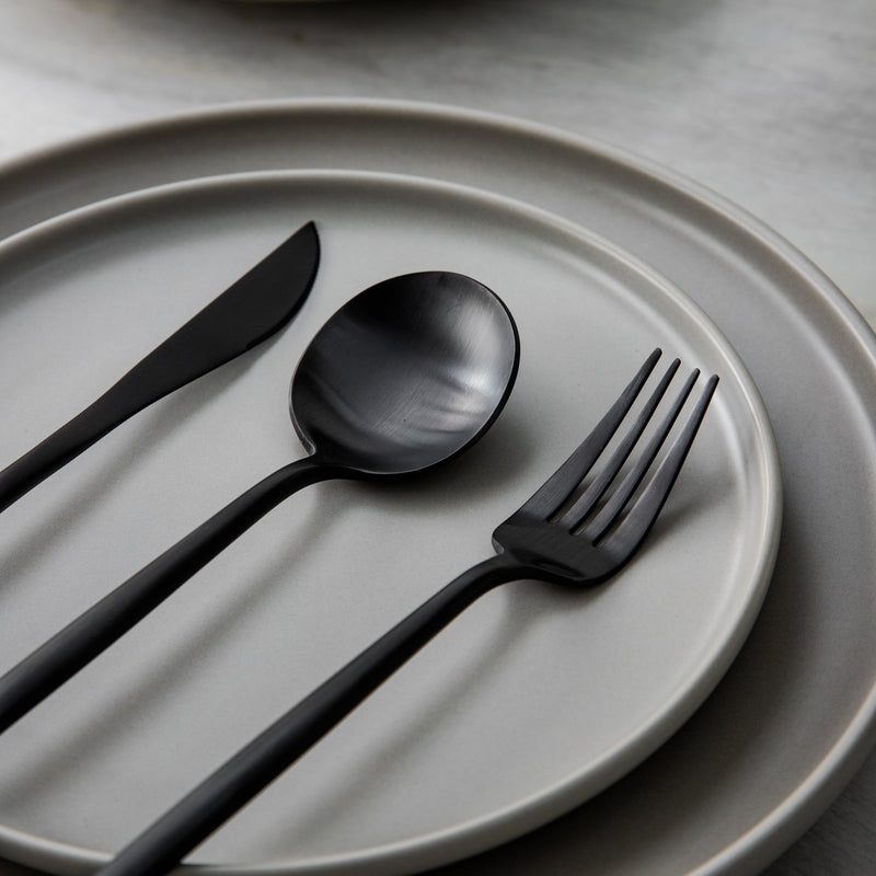CarvonSteel - Minimalist Flatware Set in Stainless Steel with Titanium Finish