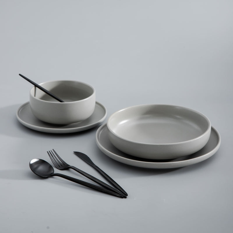 CarvonSteel - Minimalist Flatware Set in Stainless Steel with Titanium Finish
