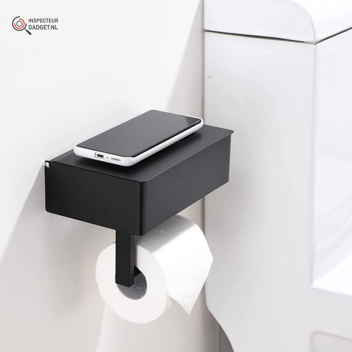Toilet Steel Deluxe - Stainless Steel Toilet Roll Holder with Storage