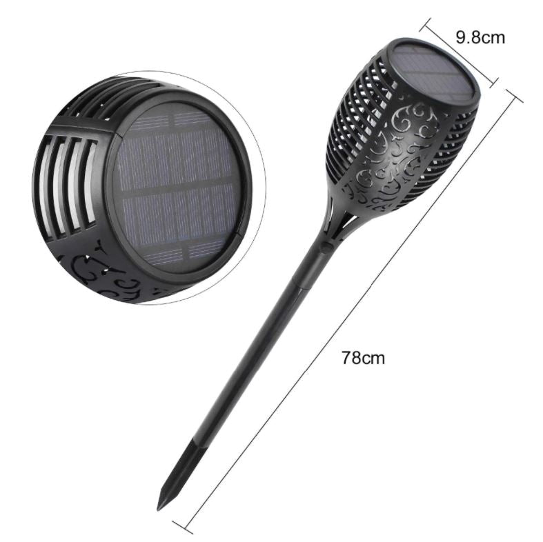 Deluxe Solar Garden Torches - 96 LED Realistic Flame Effect (Set of 4)