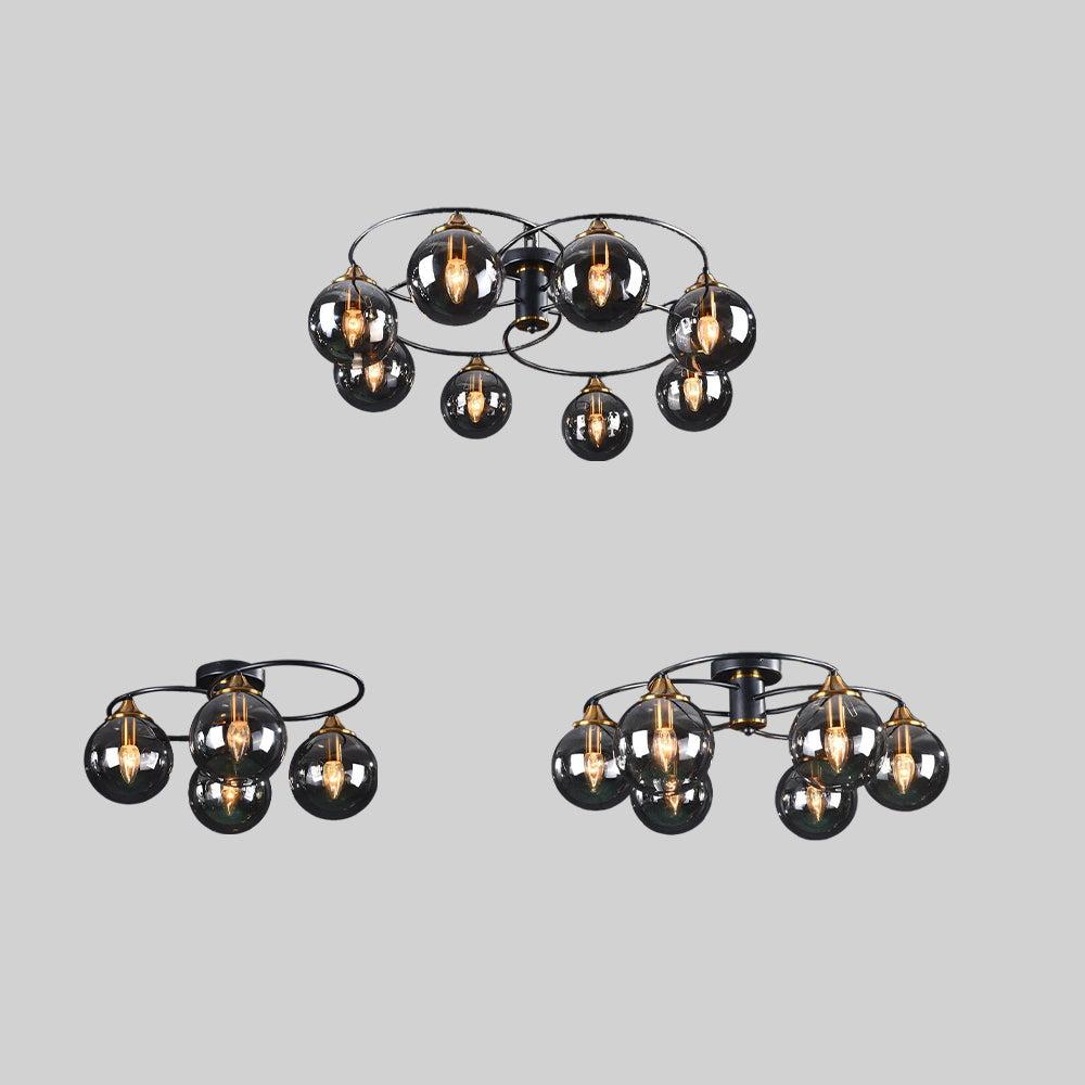 ValentinaLuxe - Elegant Round Smoked Glass Chandelier