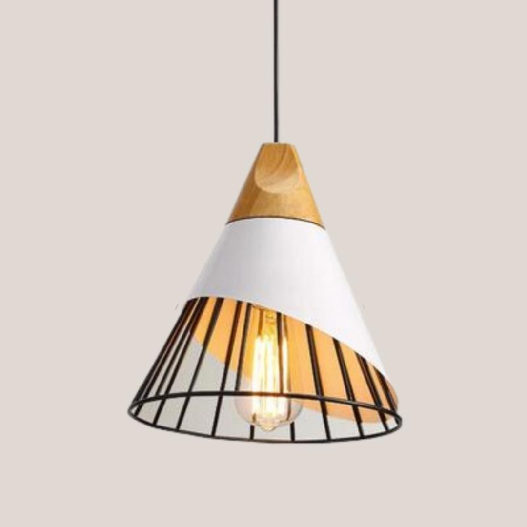 OrenLume - Industrial Scandinavian-Style Wood and Metal Pendant Light