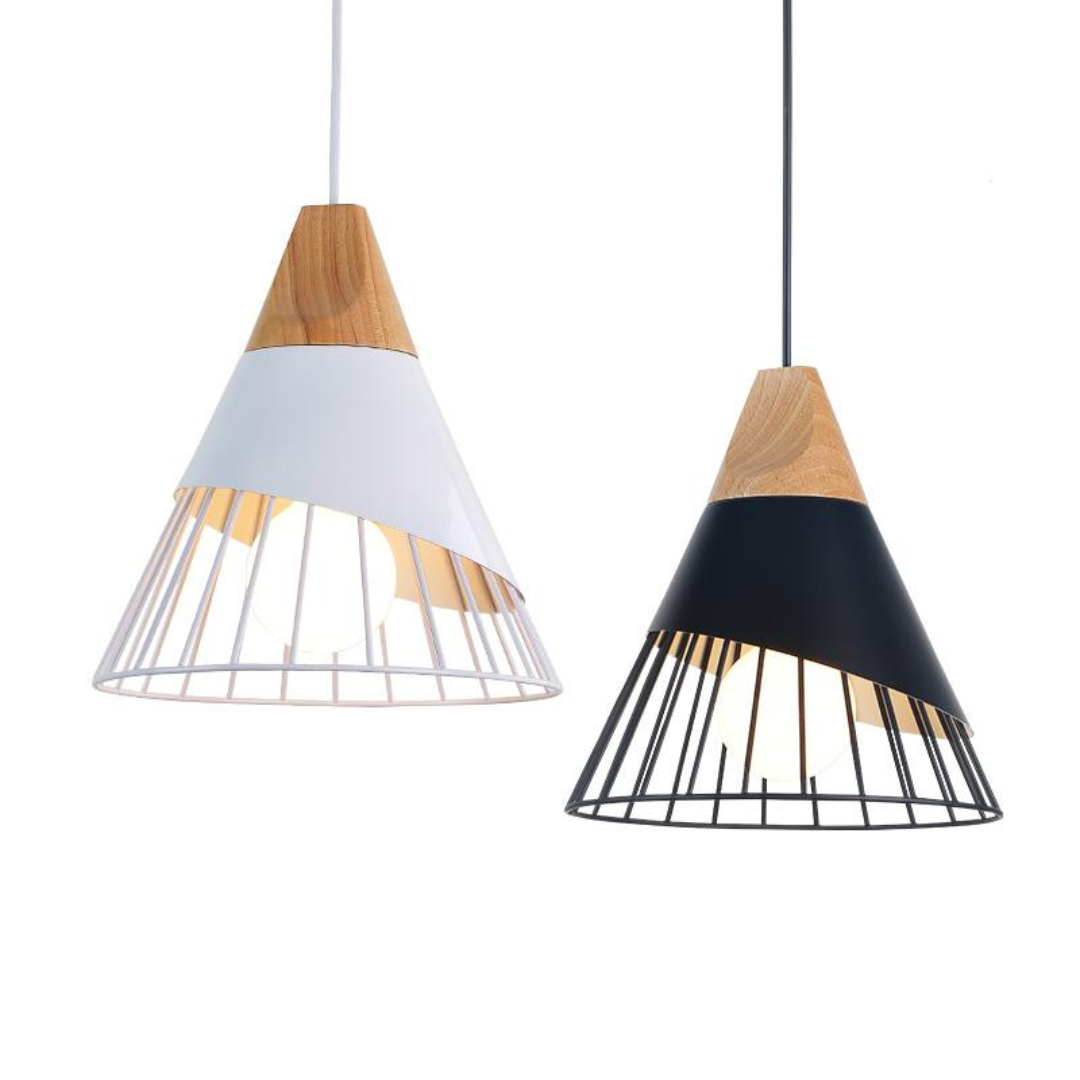 OrenLume - Industrial Scandinavian-Style Wood and Metal Pendant Light