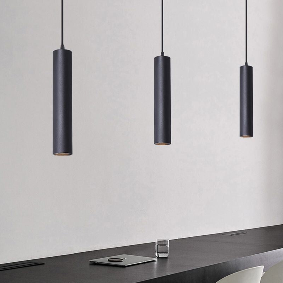 PylonGlow - Modern Cylindrical Metal Pendant Light for Living Rooms