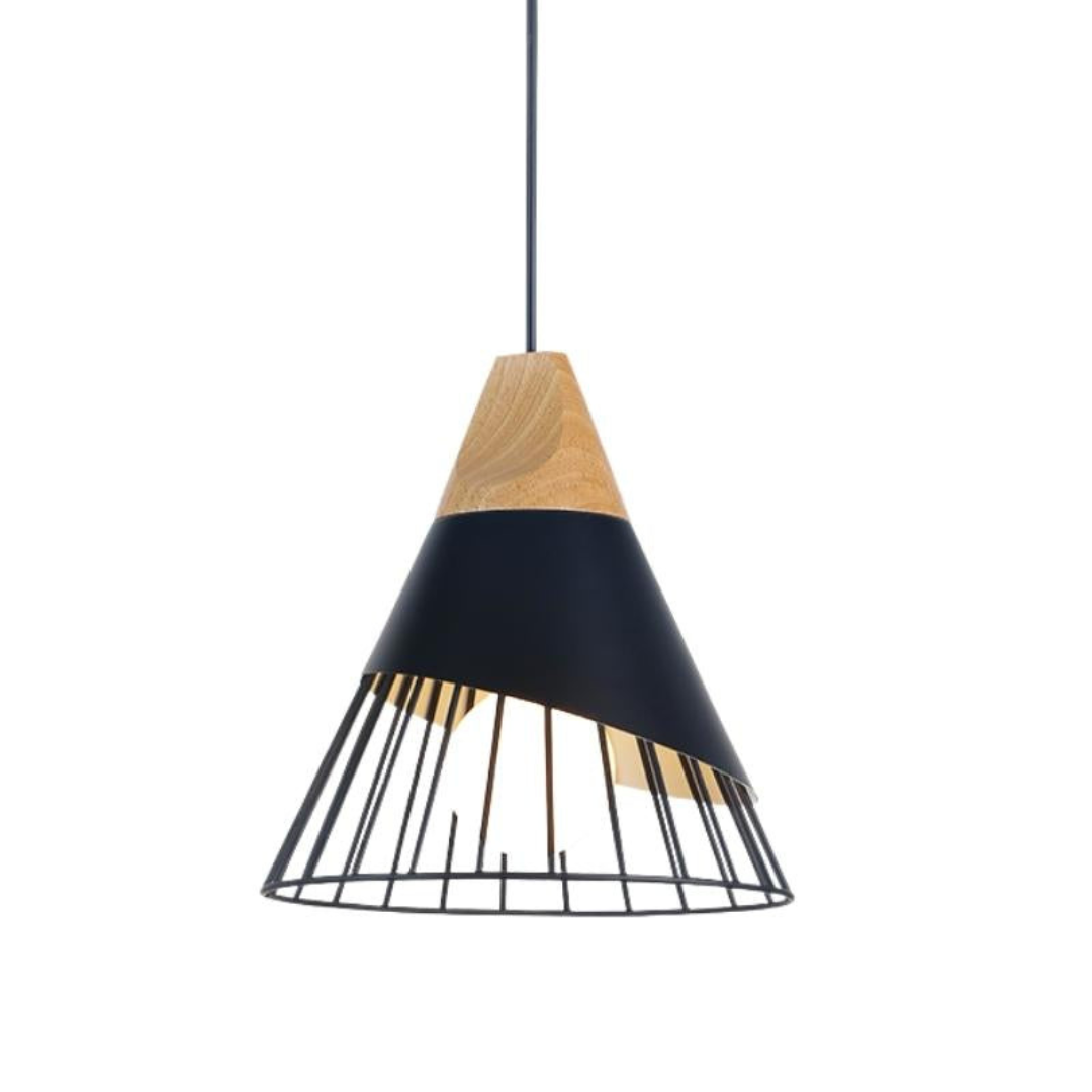 OrenLume - Industrial Scandinavian-Style Wood and Metal Pendant Light
