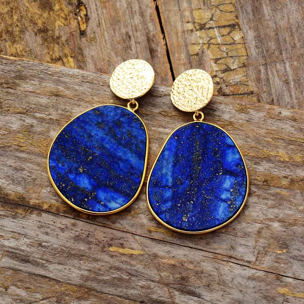 CelestialLuxe - Boucles en lapis-lazuli doré