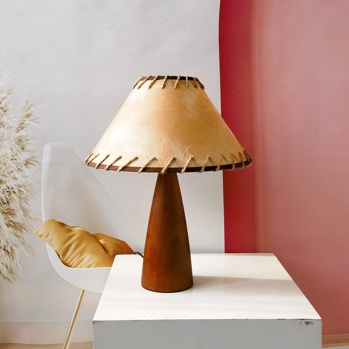 HeritageGlow Lamp - Classic Solid Wood Table Lamp