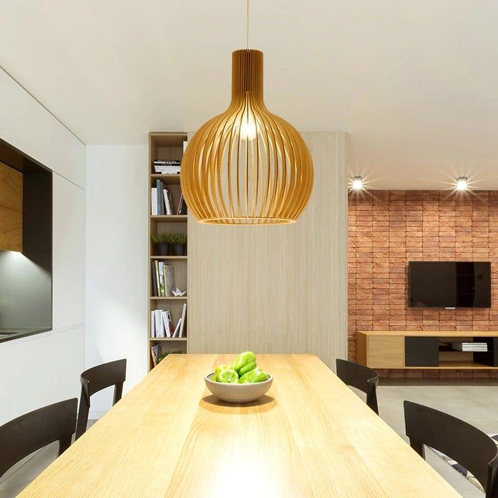 Luminaire Suspendu en Bois | Lampe Suspension Artisanale avec Lumière Chaude ? Ambiance Chaleureuse pour Cuisine et Bureau 8