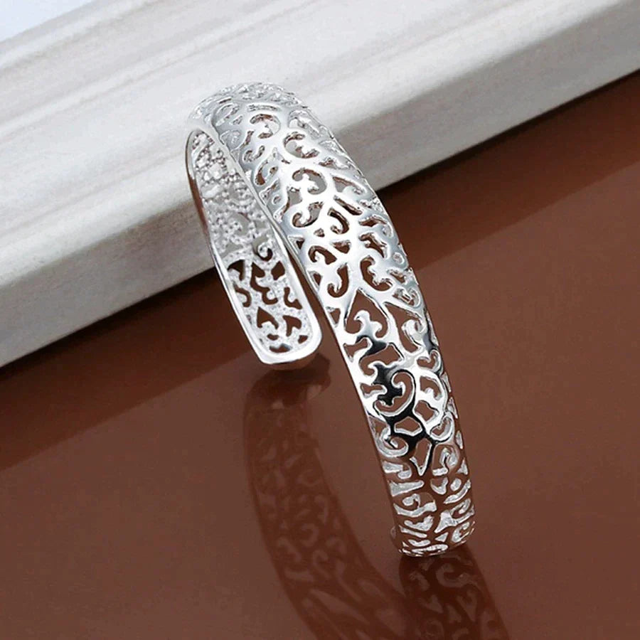 Bracelet Manchette Filigrane Argent - Design Unique