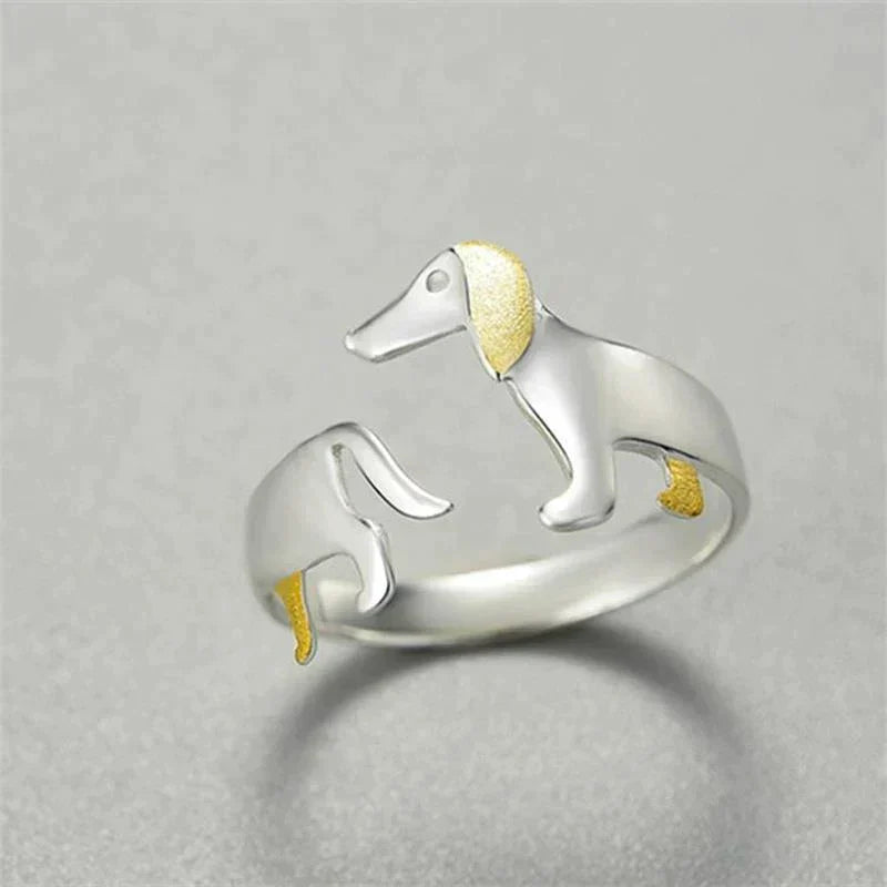 Bague Teckel Mignonne Argent 925 - Amoureux des Animaux