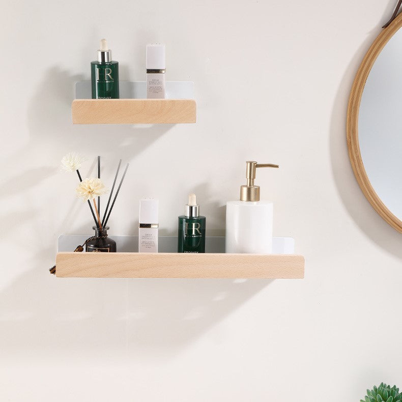 Woodify - No-Drill Wooden Wall Shower Shelf