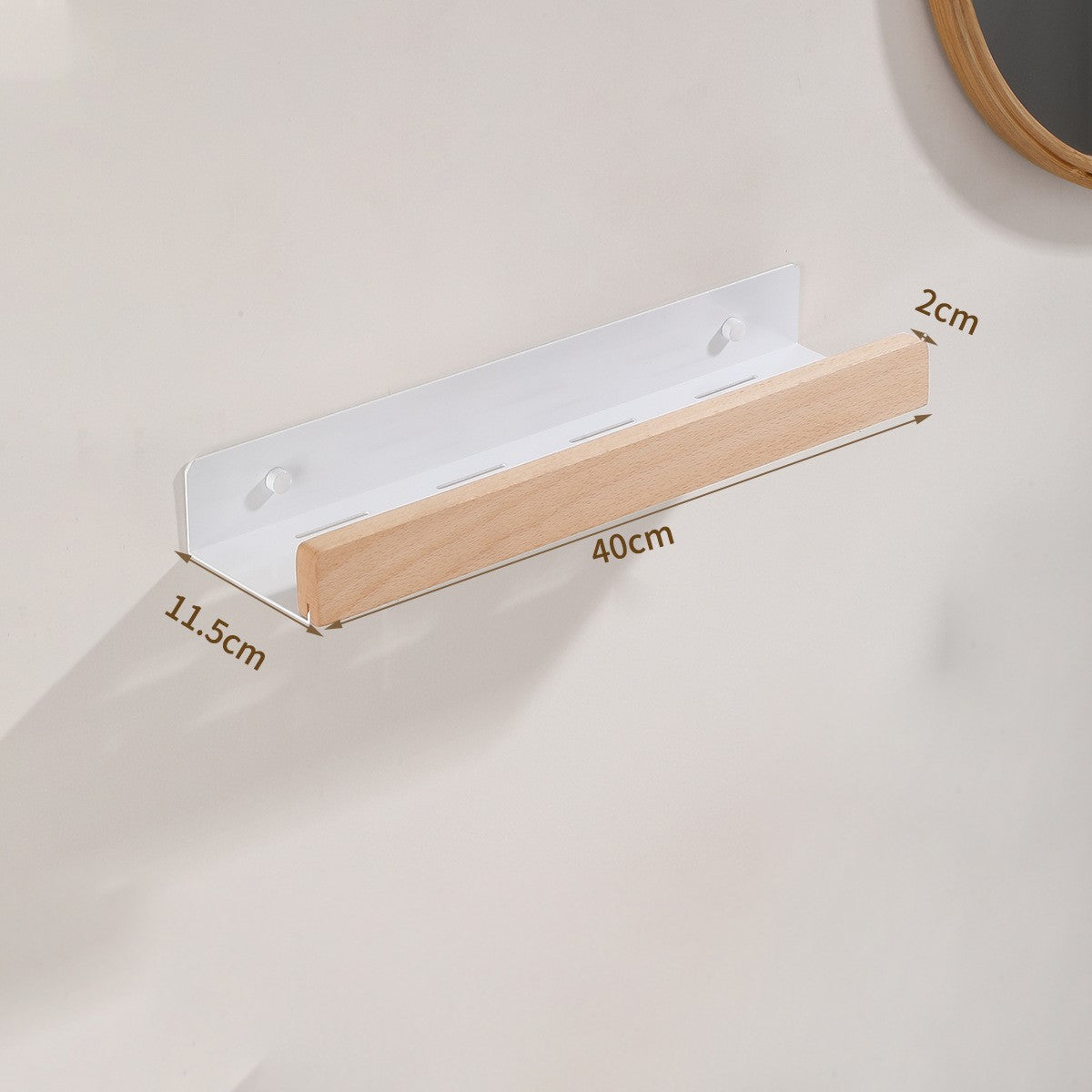 Woodify - No-Drill Wooden Wall Shower Shelf
