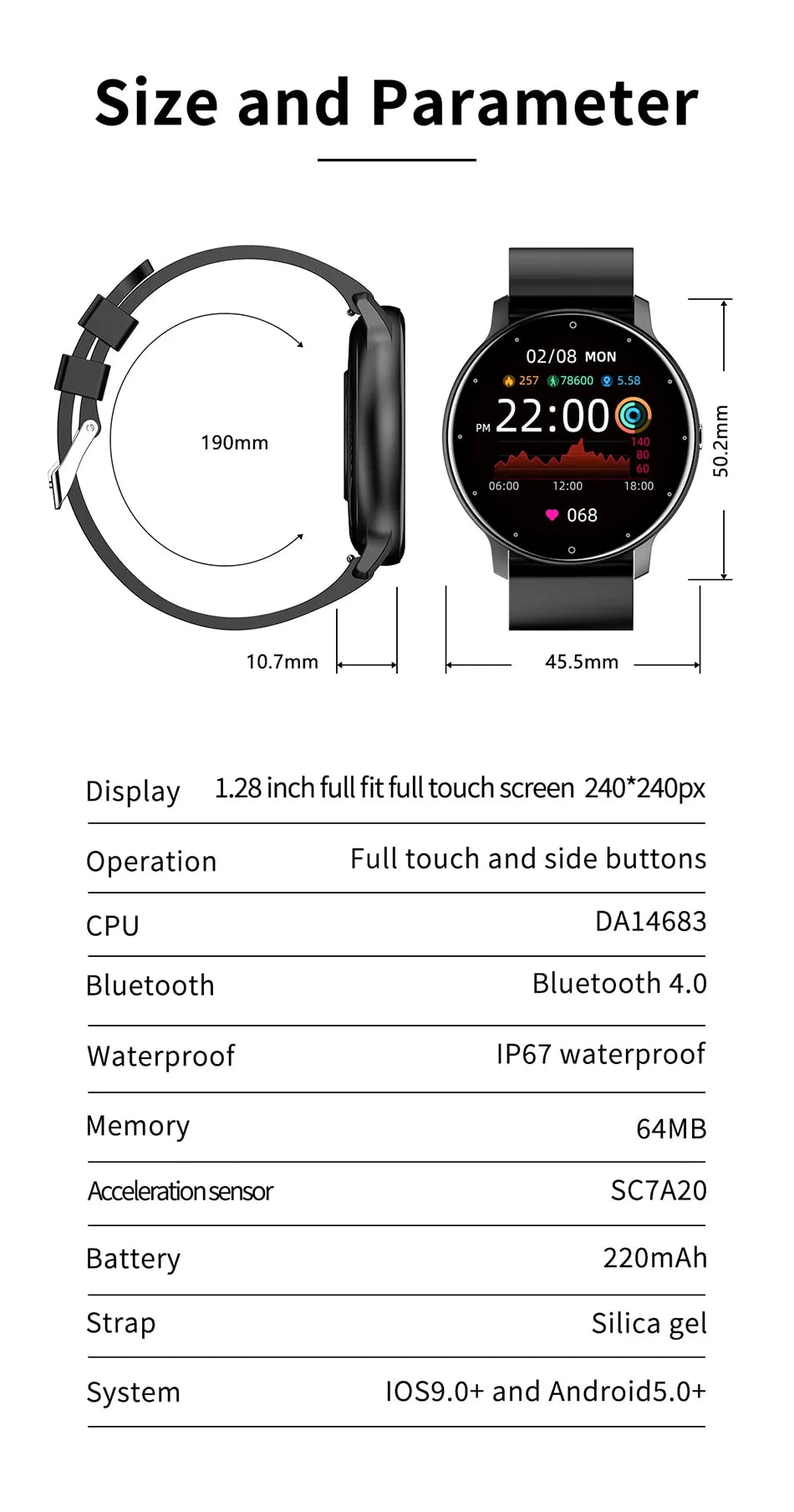 ActiveTrack - Montre Connectée Tactile Sport