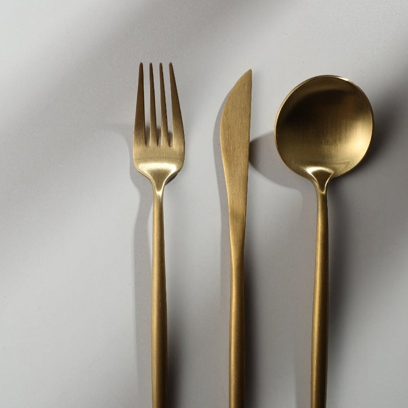 CarvonSteel - Minimalist Flatware Set in Stainless Steel with Titanium Finish