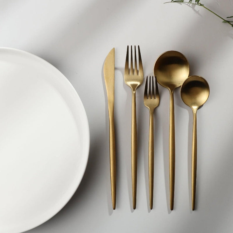 CarvonSteel - Minimalist Flatware Set in Stainless Steel with Titanium Finish
