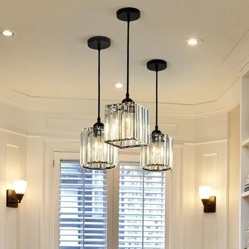 LuxeGlow SparkleLamp - Elegant K9 Crystal Pendant Light