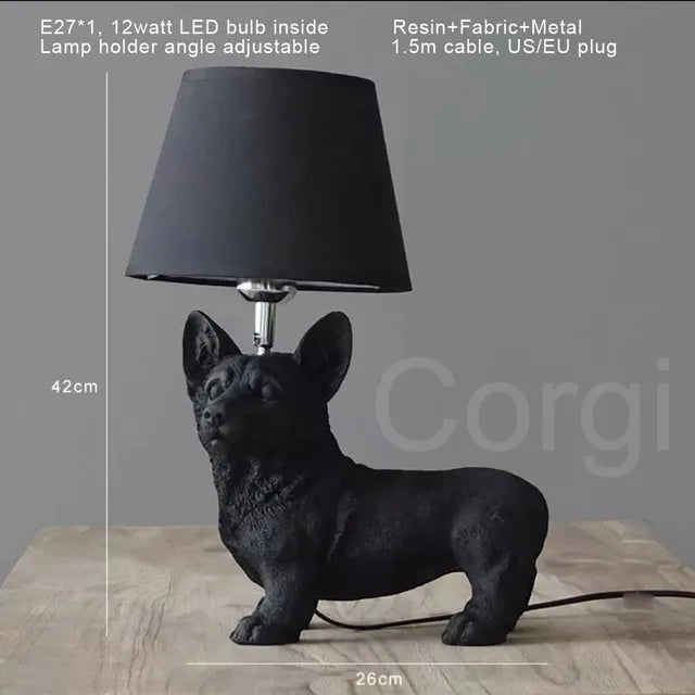 Playful Elegance - Art Deco Style Dog Table Lamp