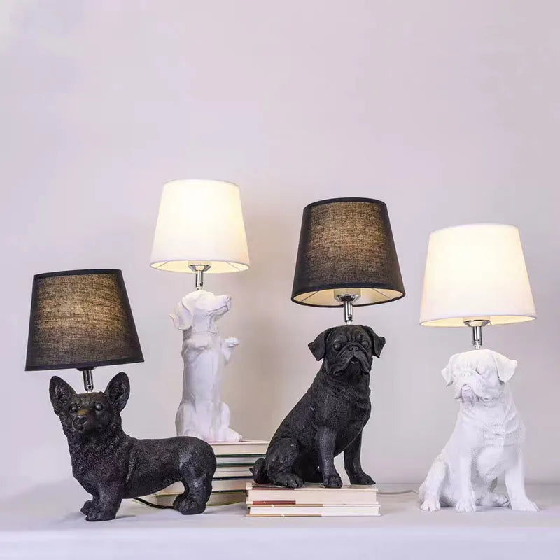 Playful Elegance - Art Deco Style Dog Table Lamp