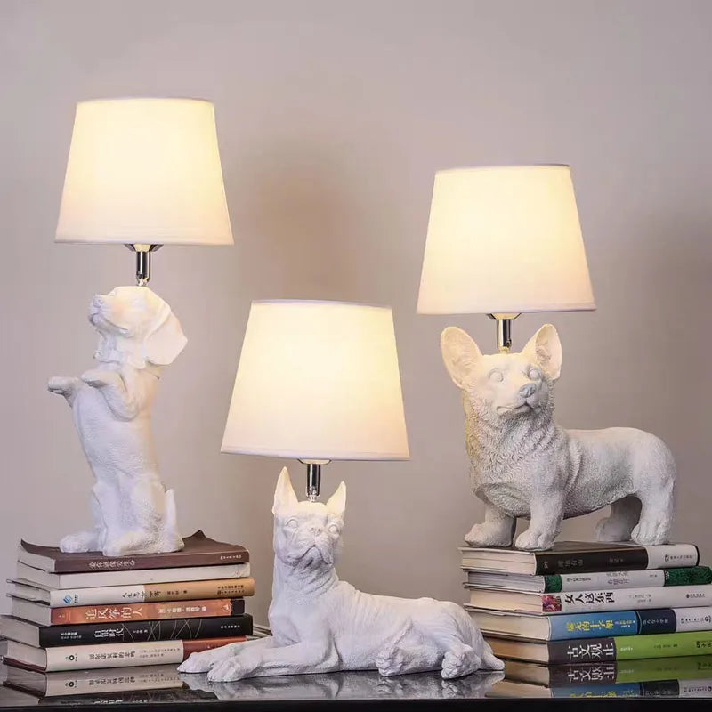 Playful Elegance - Art Deco Style Dog Table Lamp