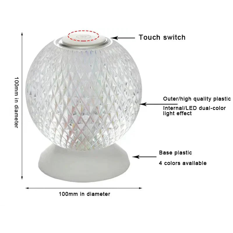 FlexiLuxe - Cordless Crystal Table Lamp for Luxurious Lighting