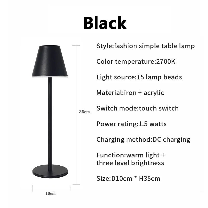 Savelle - Cordless Rechargeable Desk Lamp with Elegant Design