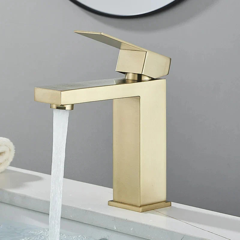 RivoFlow - Modern Black and Silver Basin Mixer Tap