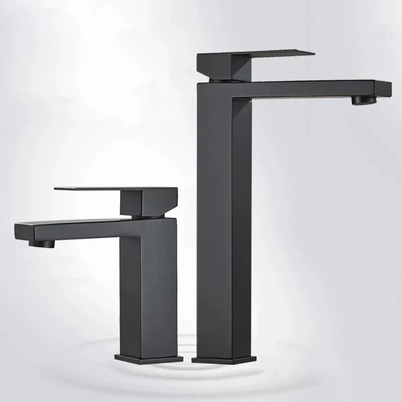 RivoFlow - Modern Black and Silver Basin Mixer Tap