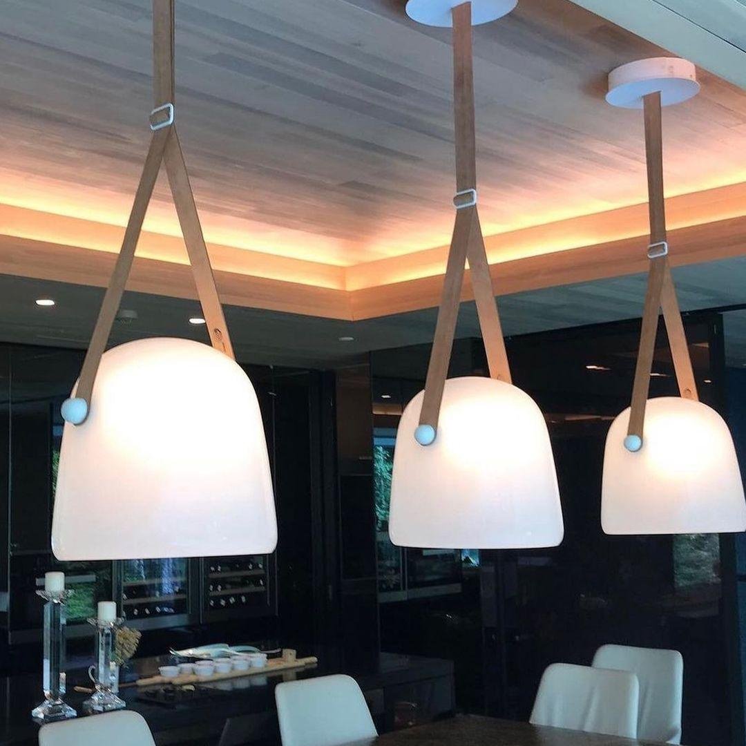 LunaMona - Modern Metal and Glass Pendant Light with Integrated LED