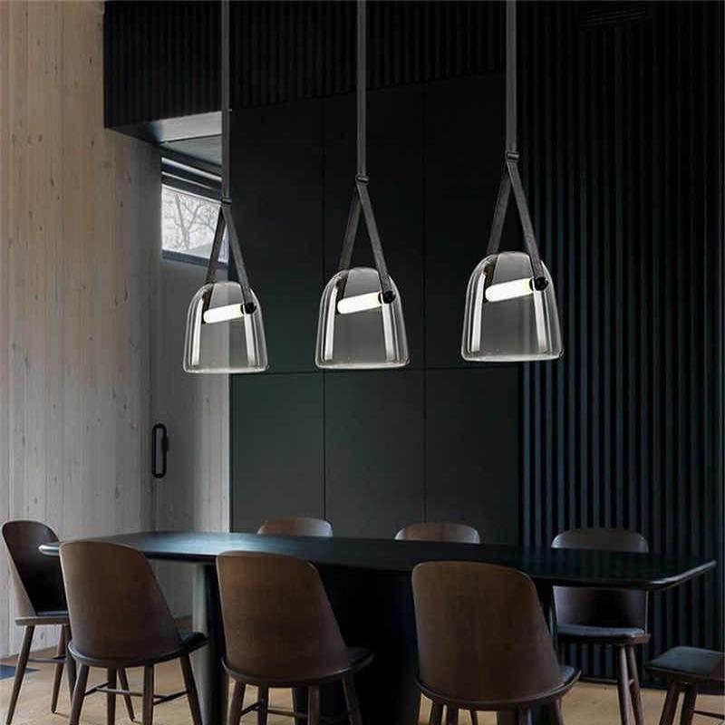 LunaMona - Modern Metal and Glass Pendant Light with Integrated LED