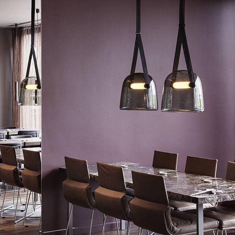 LunaMona - Modern Metal and Glass Pendant Light with Integrated LED