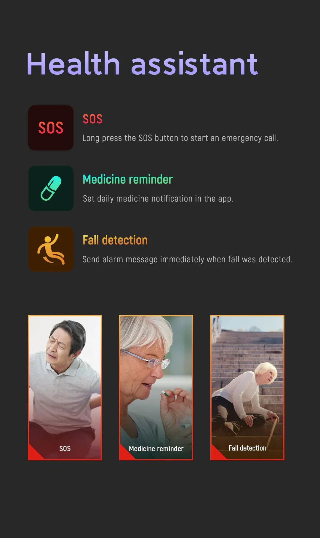 Montre Intelligente SeniorSafe | Détection de Chute avec Suivi GPS | Alerte Médicale pour Sécurité des Seniors 2