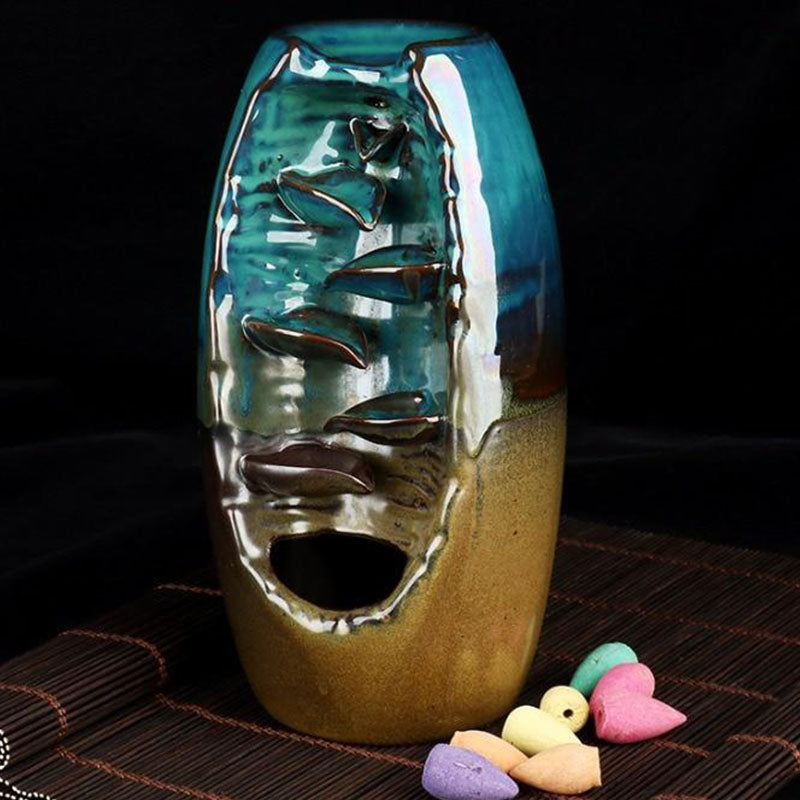 SerenityFlow - Fontaine à encens en céramique pour une ambiance zen
