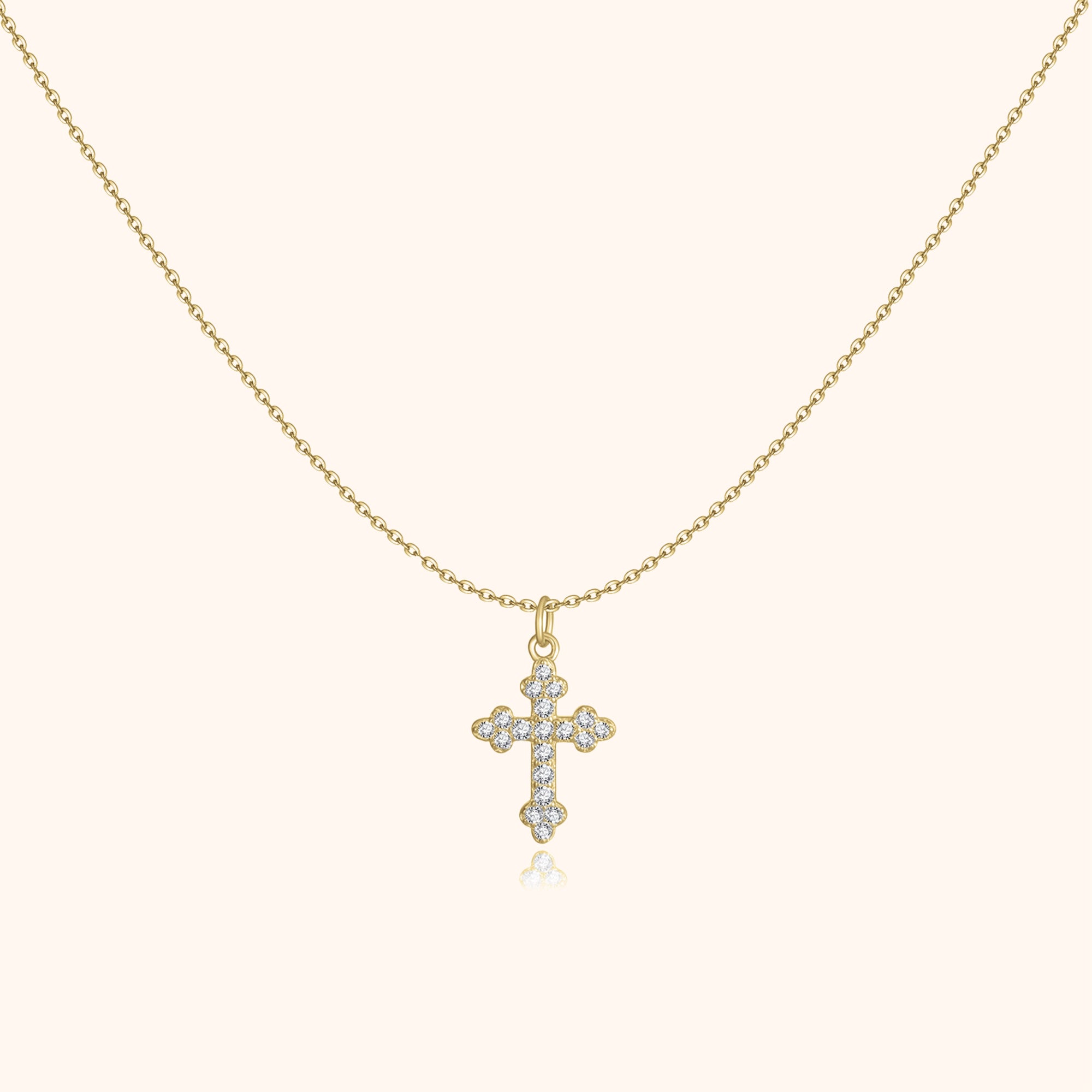 Clemence - Spiritual Zirconia Cross Necklace in 925 Silver