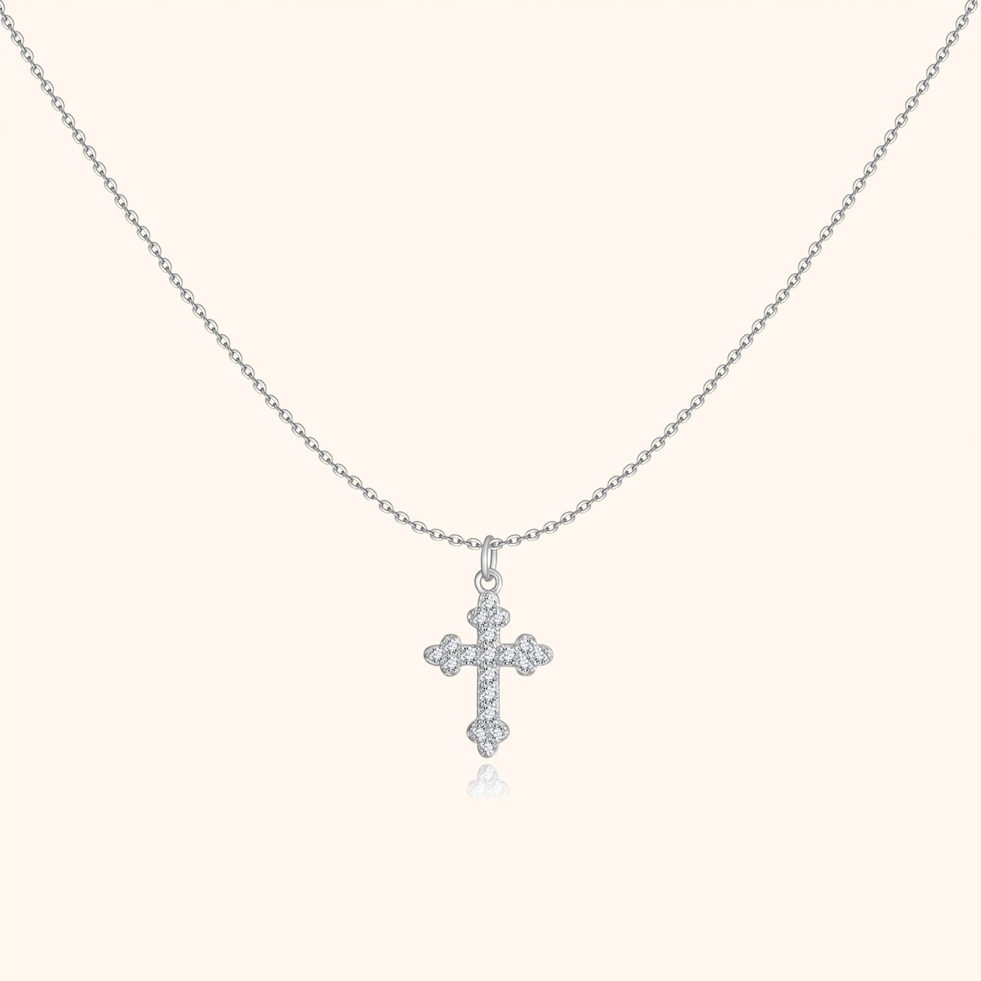 Clemence - Spiritual Zirconia Cross Necklace in 925 Silver