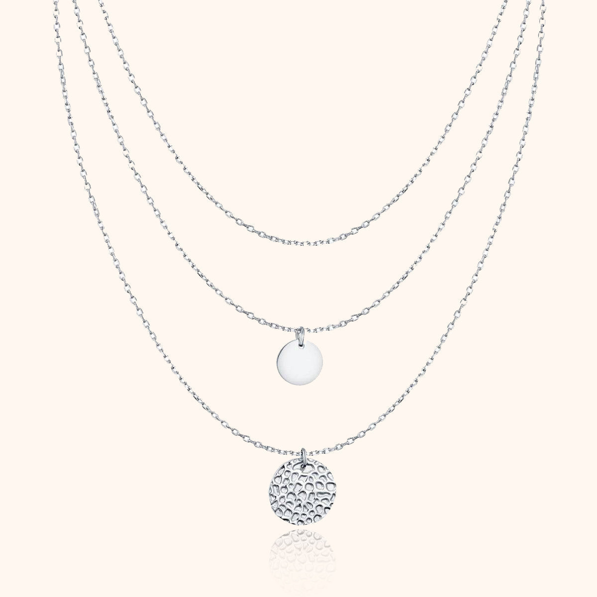 Aurora - Collier multicouche à cercles en argent 925, 3 rangées