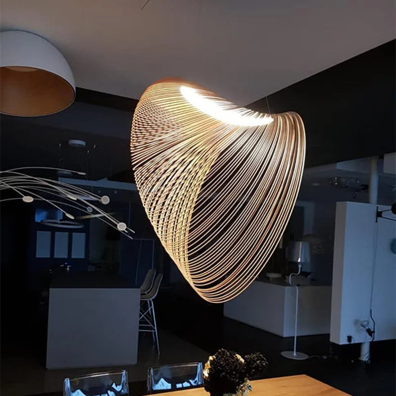 ScandiGlow Pendant - Elegant Scandinavian Wood and Glass Suspension Light