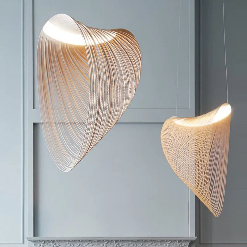 ScandiGlow Pendant - Elegant Scandinavian Wood and Glass Suspension Light