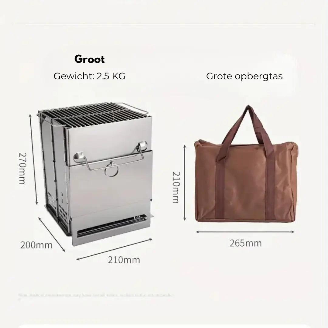 TrailFlame - Réchaud à bois pliable en acier inoxydable