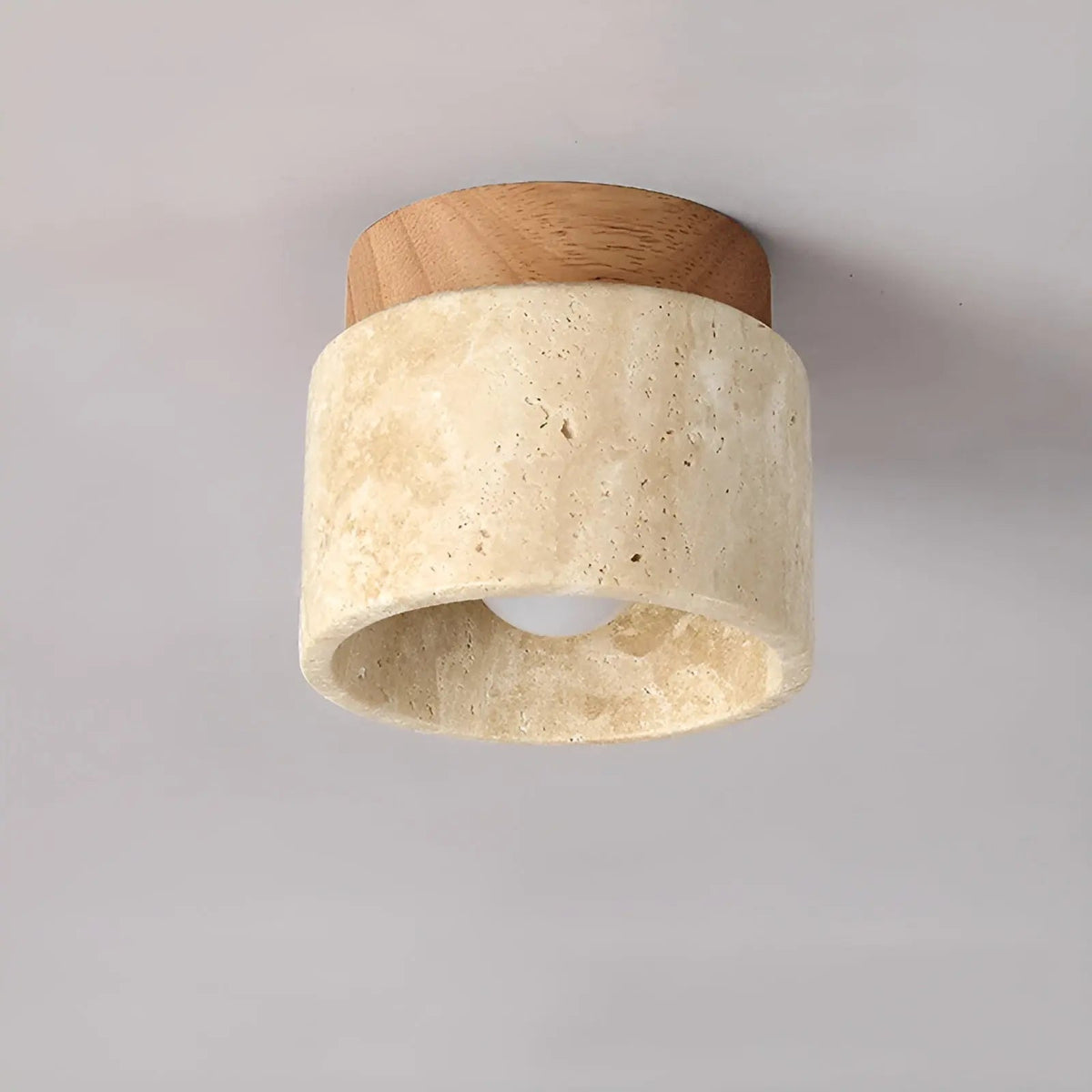 LumiZen Luxe - Japanese-Inspired LED Lamp in Travertine and Wood